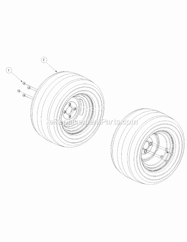 Wheel Assembly Diagram and Parts List for M72-GN33 53BB5FJZ750-33HP-OHV Cub Cadet Lawn Tractor